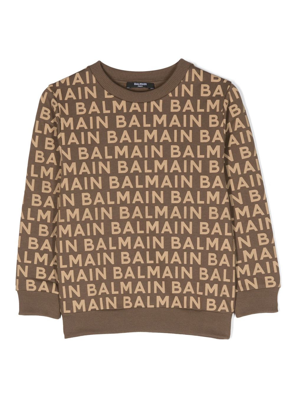Balmain Kids logo-print cotton sweatshirt - Brown von Balmain Kids