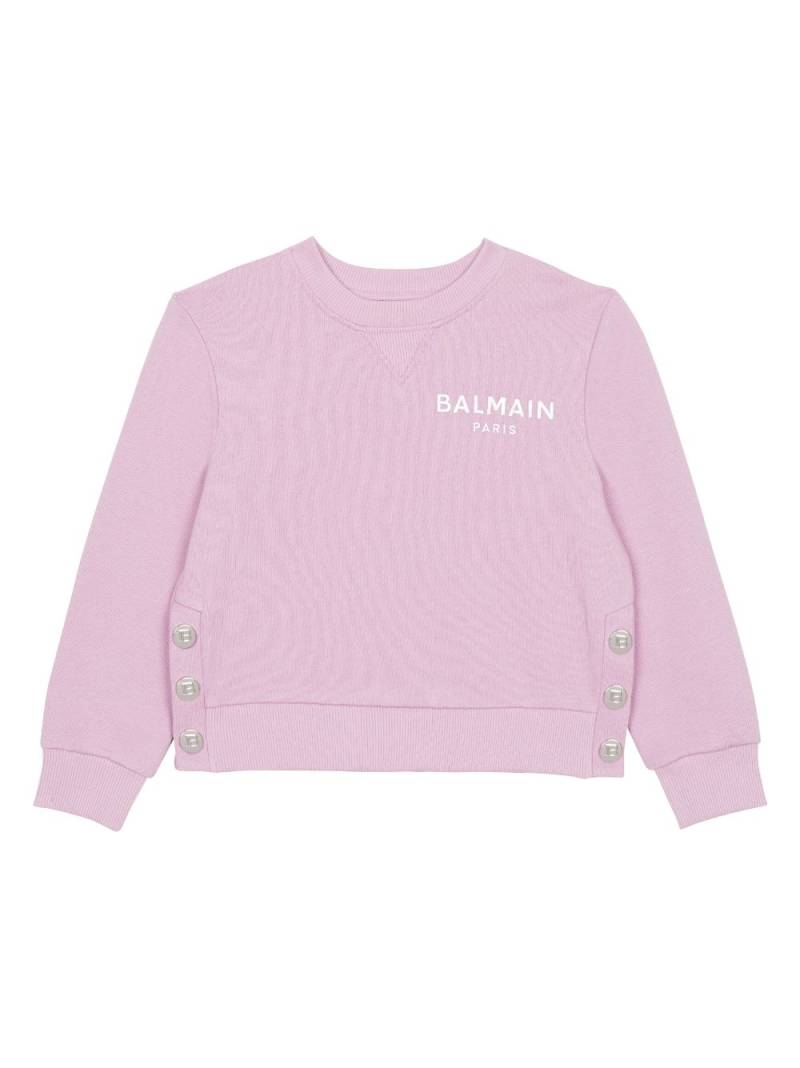 Balmain Kids logo-print cotton sweatshirt - Pink von Balmain Kids