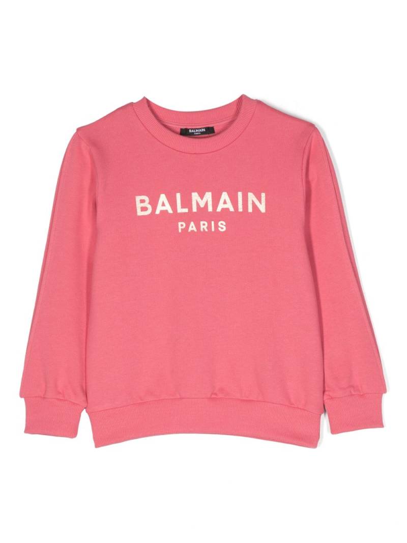 Balmain Kids logo-print cotton sweatshirt - Pink von Balmain Kids