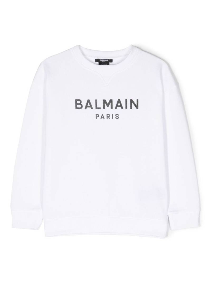 Balmain Kids logo-print cotton sweatshirt - White von Balmain Kids