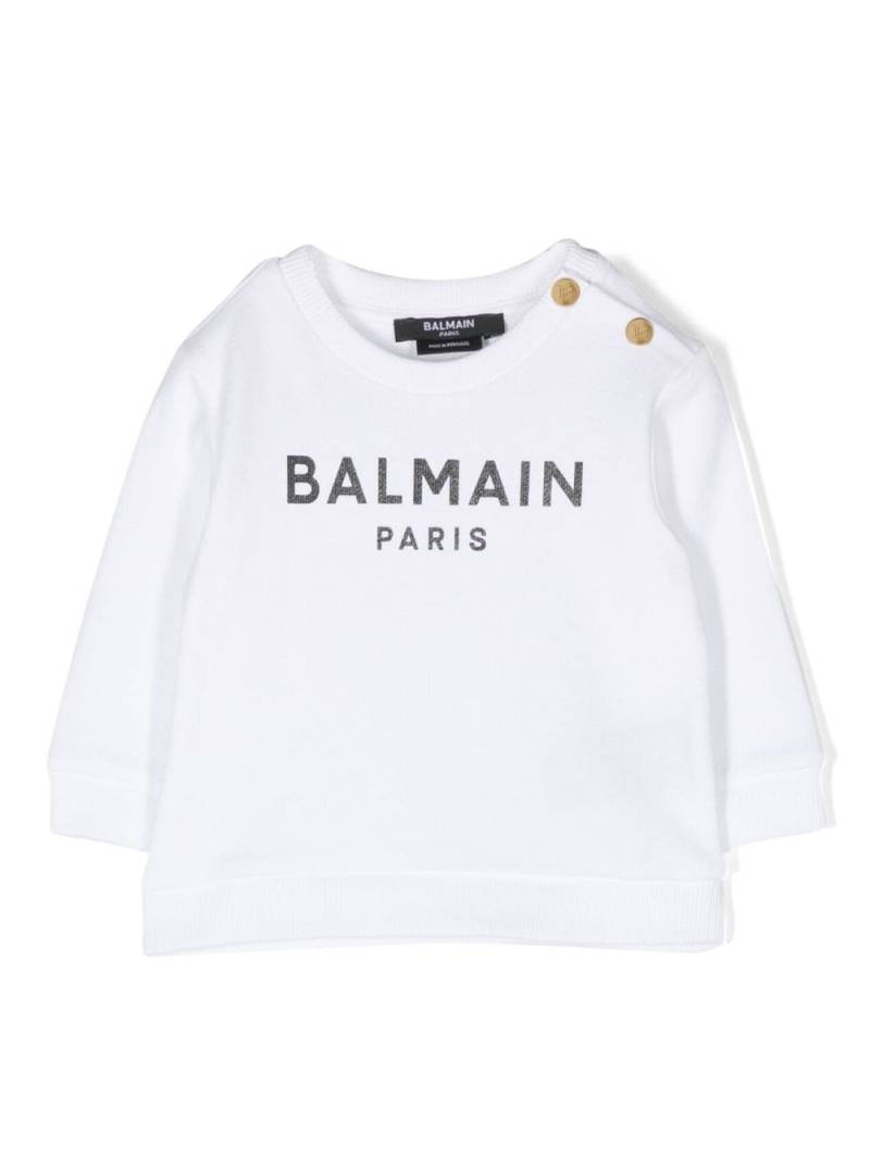 Balmain Kids logo-print cotton sweatshirt - White von Balmain Kids