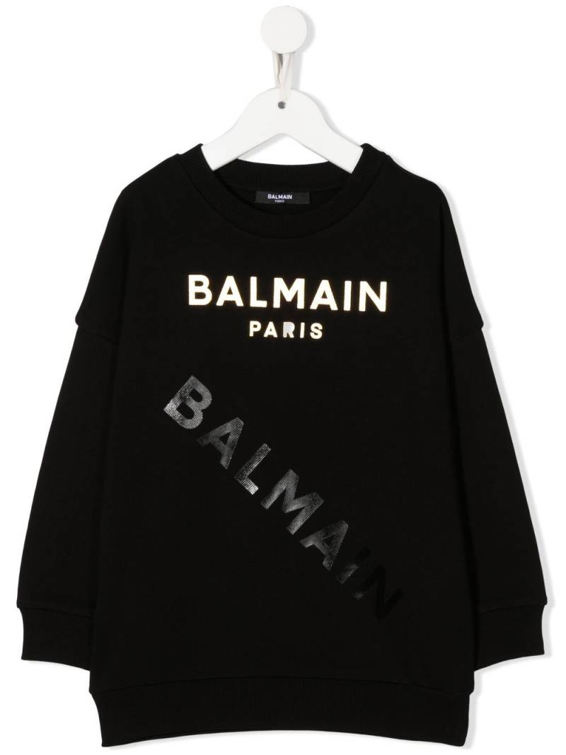 Balmain Kids logo-print crew neck sweatshirt - Black von Balmain Kids