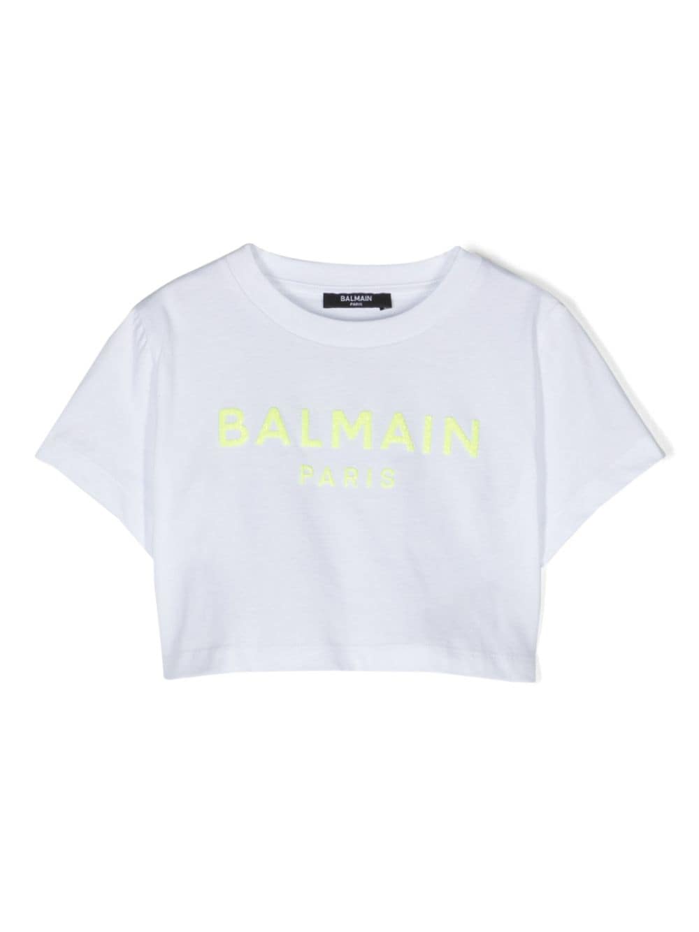 Balmain Kids logo-print cropped T-shirt - White von Balmain Kids