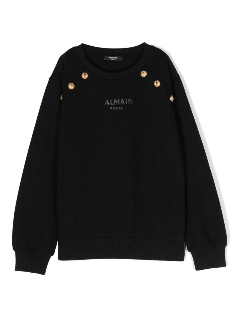 Balmain Kids logo-print distressed-effect sweatshirt - Black von Balmain Kids