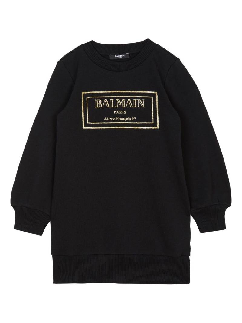 Balmain Kids logo-print glittered sweater dress - Black von Balmain Kids