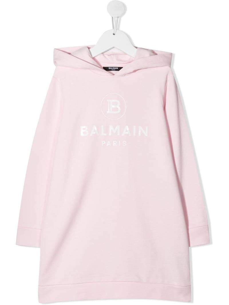 Balmain Kids logo-print hooded dress - Pink von Balmain Kids