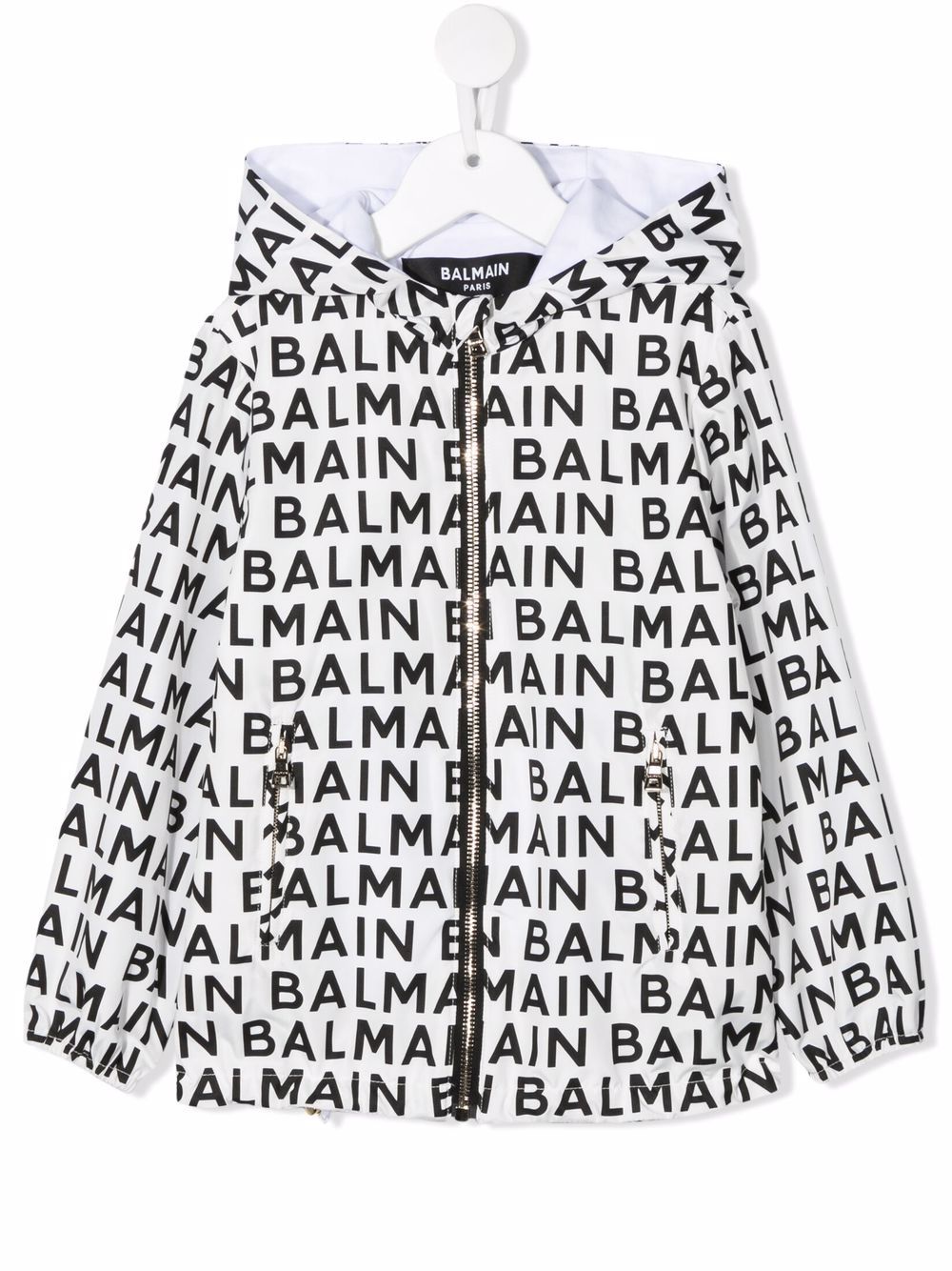 Balmain Kids logo-print hooded zip-up jacket - White von Balmain Kids