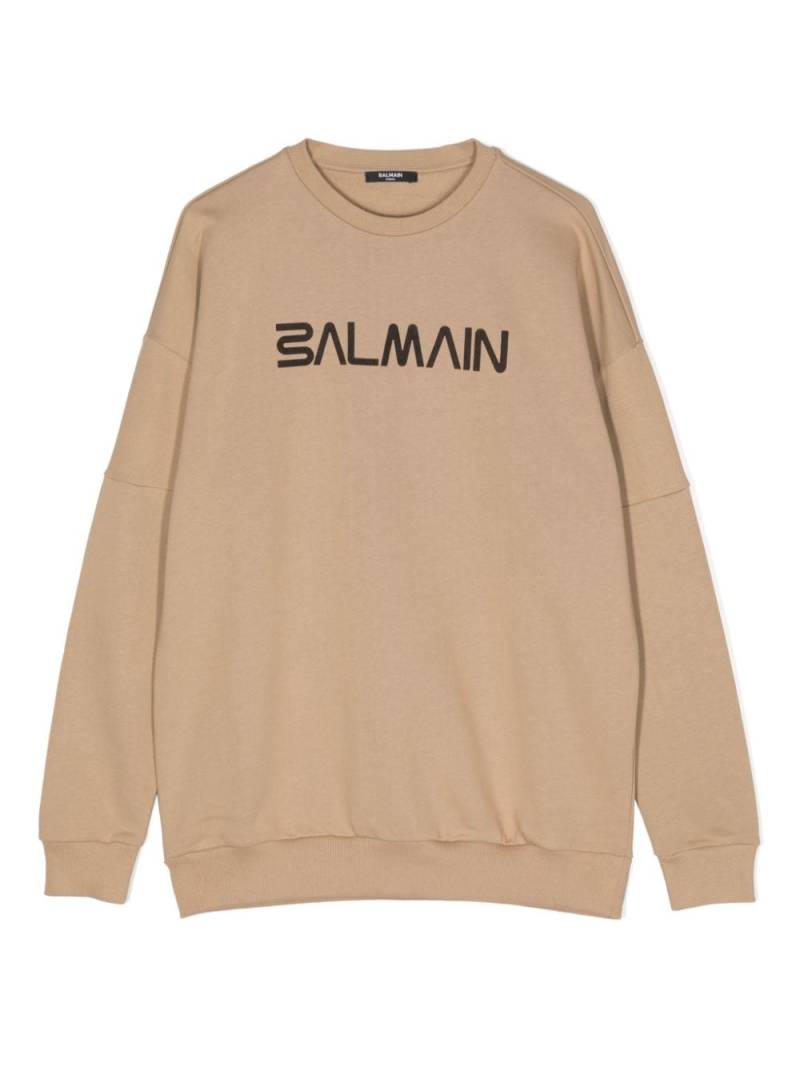 Balmain Kids logo-print panelled sweatshirt - Brown von Balmain Kids