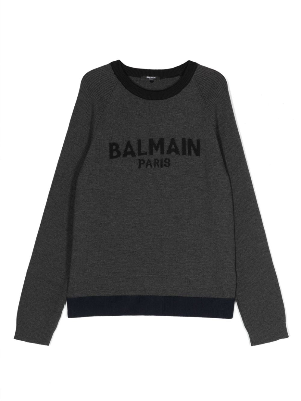 Balmain Kids logo-print round-neck jumper - Grey von Balmain Kids