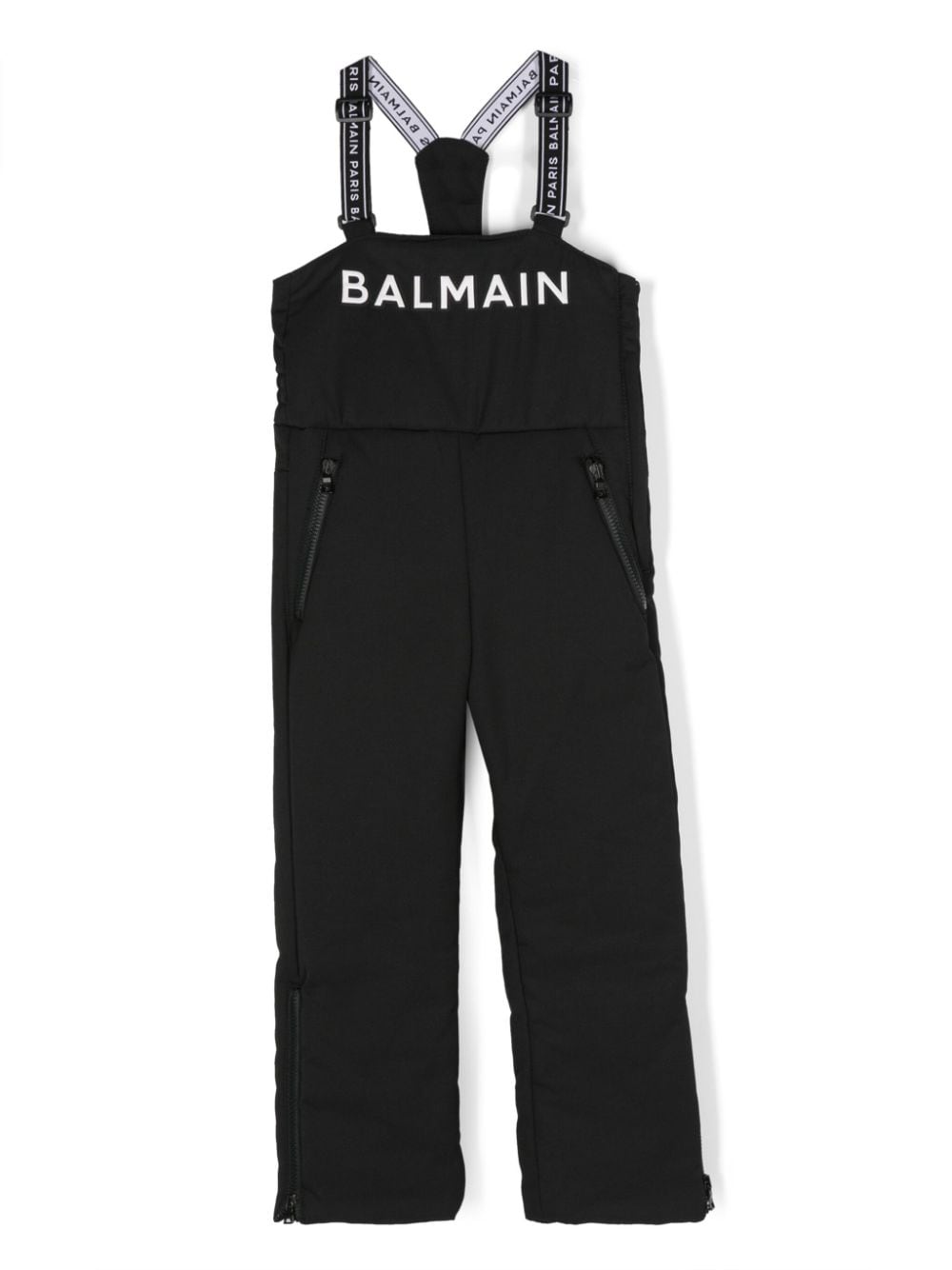 Balmain Kids logo-print ski dungarees - Black von Balmain Kids