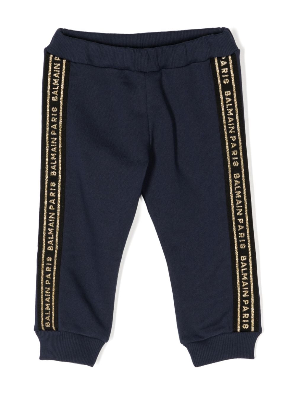 Balmain Kids logo-print strap cotton track pants - Blue von Balmain Kids