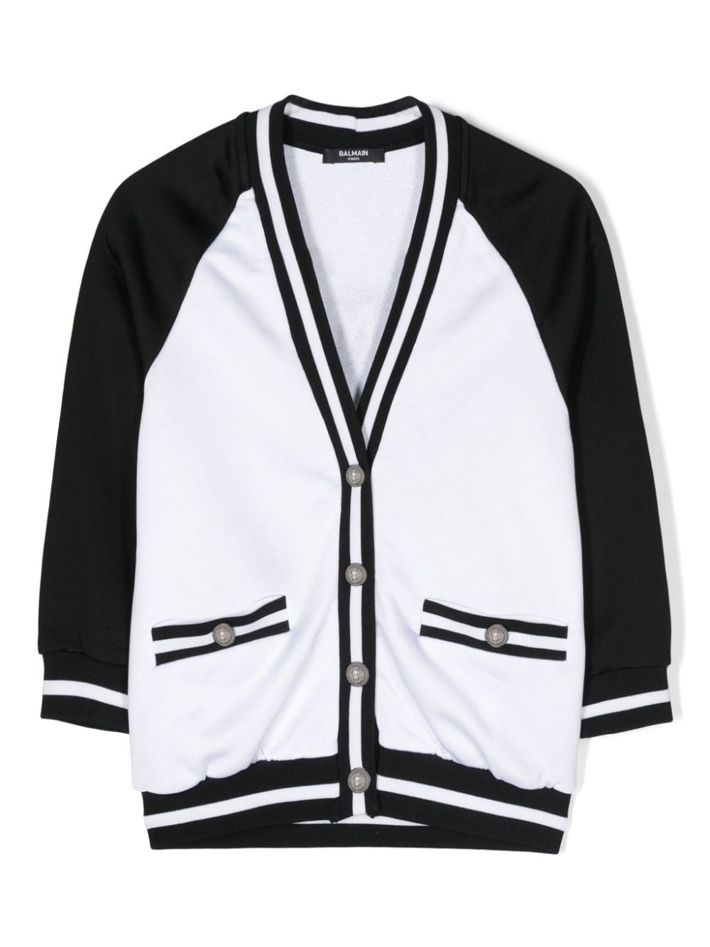 Balmain Kids logo-print striped cardigan - Black von Balmain Kids