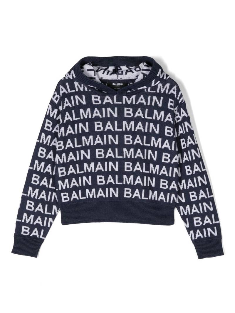 Balmain Kids logo print sweater - Blue von Balmain Kids