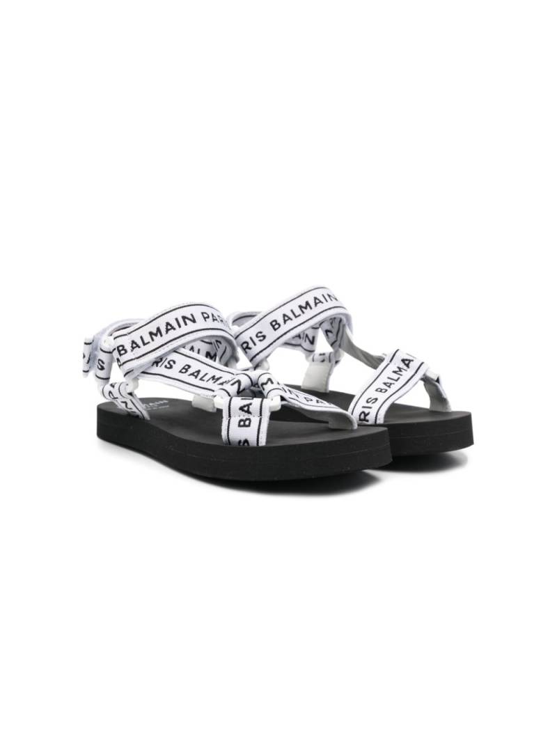 Balmain Kids logo-print touch-strap sandals - White von Balmain Kids