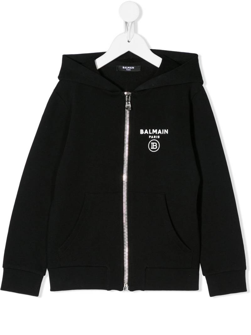 Balmain Kids logo print zipped hoodie - Black von Balmain Kids