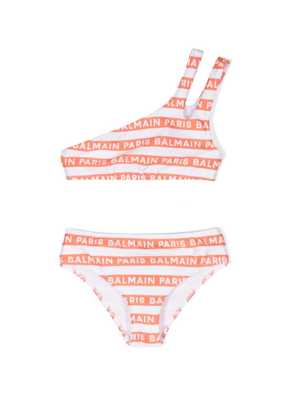 Balmain Kids logo stripe-print bikini - White von Balmain Kids