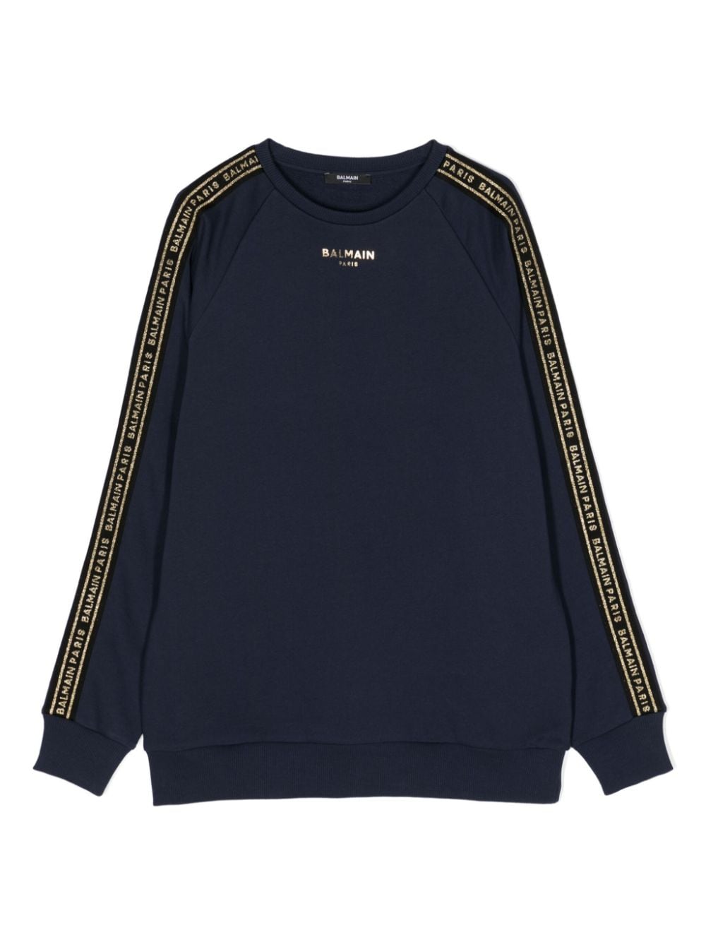 Balmain Kids logo-tape cotton sweatshirt - Blue von Balmain Kids