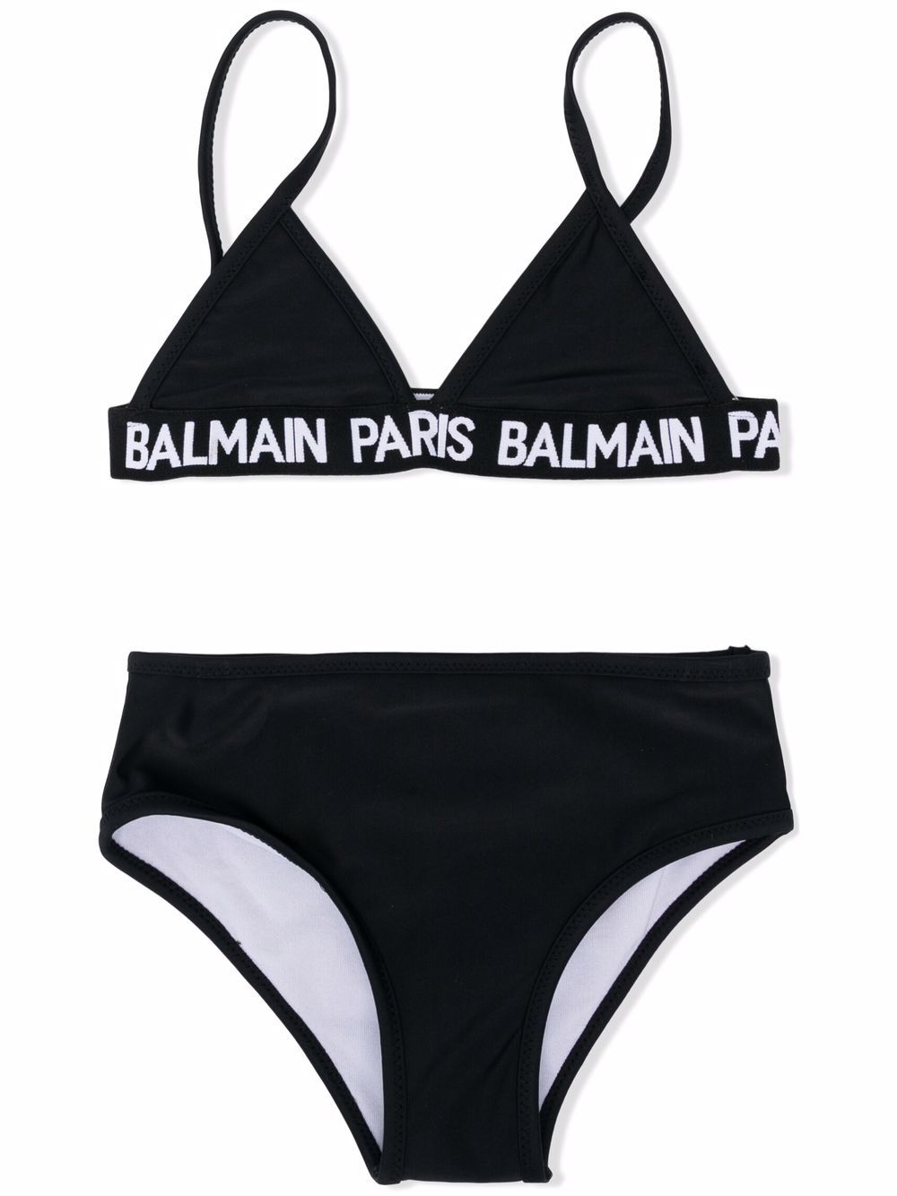 Balmain Kids logo-tape triangle cup bikini set - Black von Balmain Kids