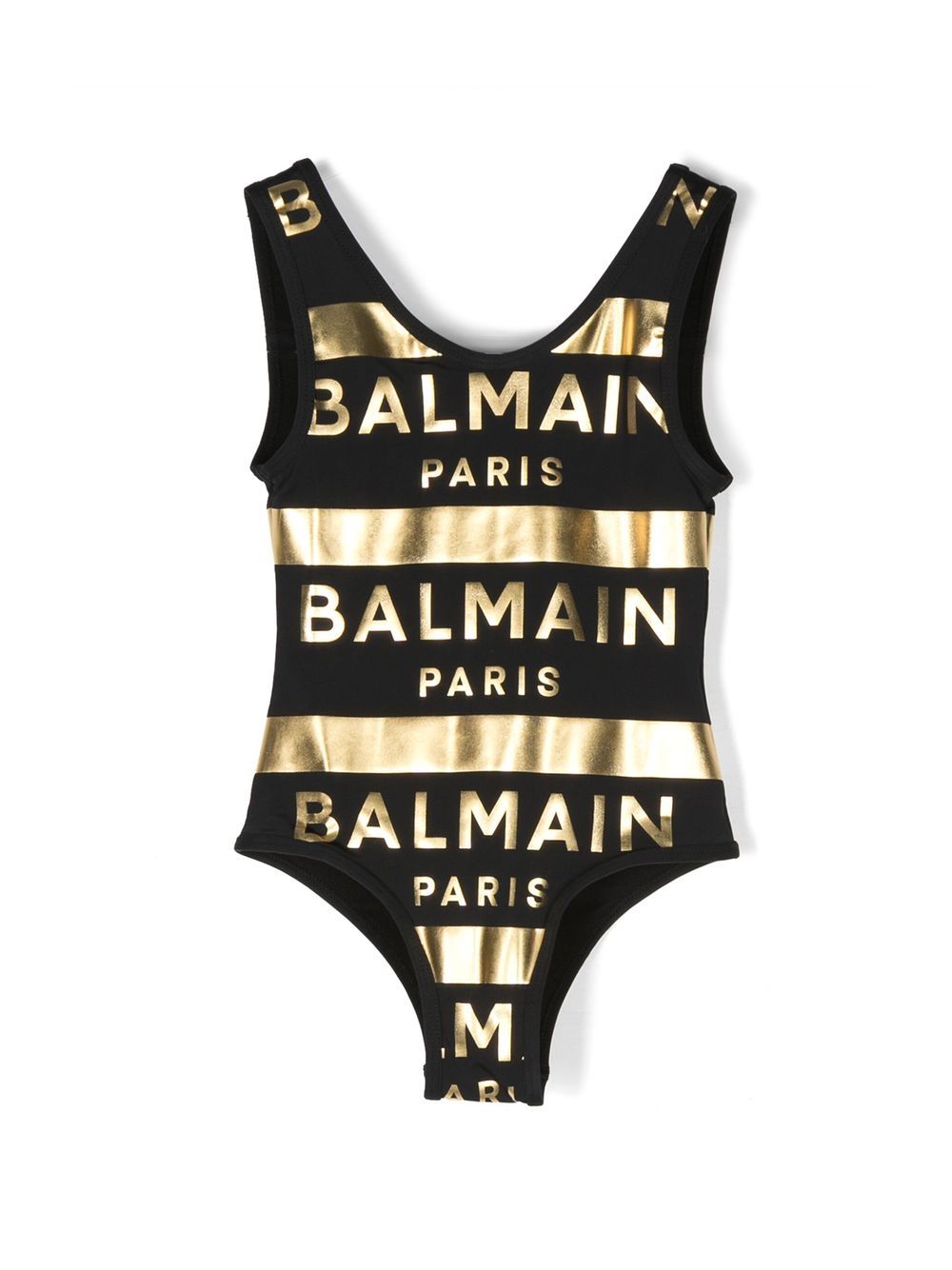 Balmain Kids metallic logo-print swimsuit - Black von Balmain Kids