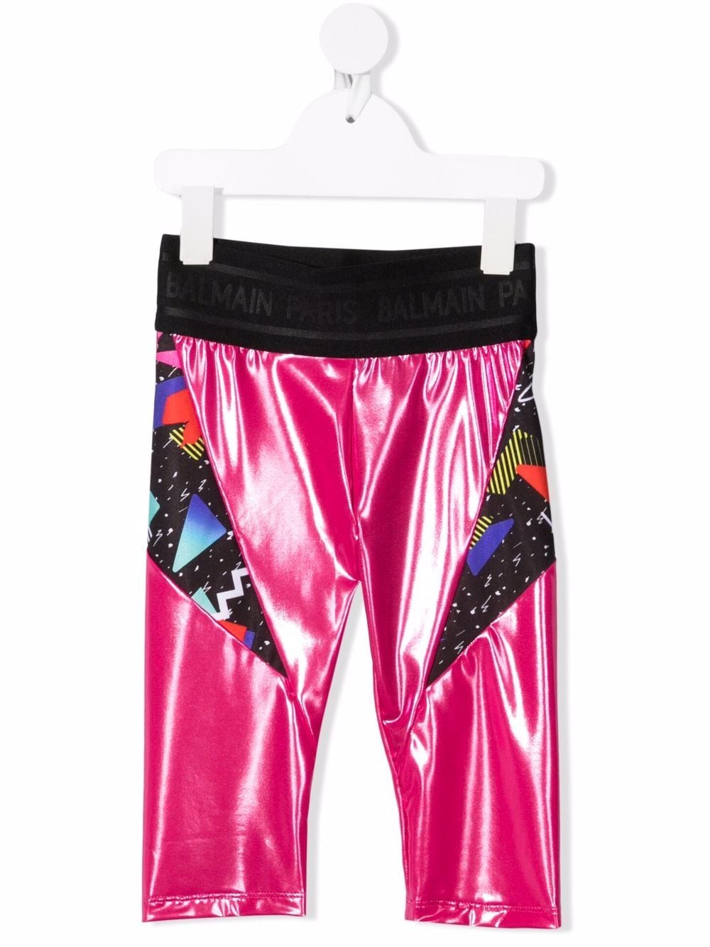 Balmain Kids metallic print-panelled cropped leggings - Pink von Balmain Kids