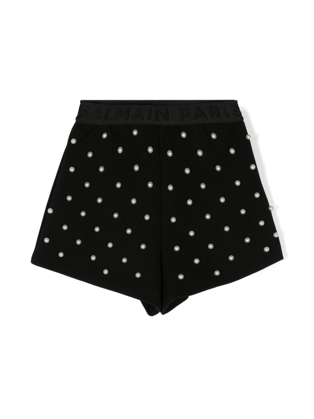 Balmain Kids pearl-embellished jersey mini shorts - Black von Balmain Kids