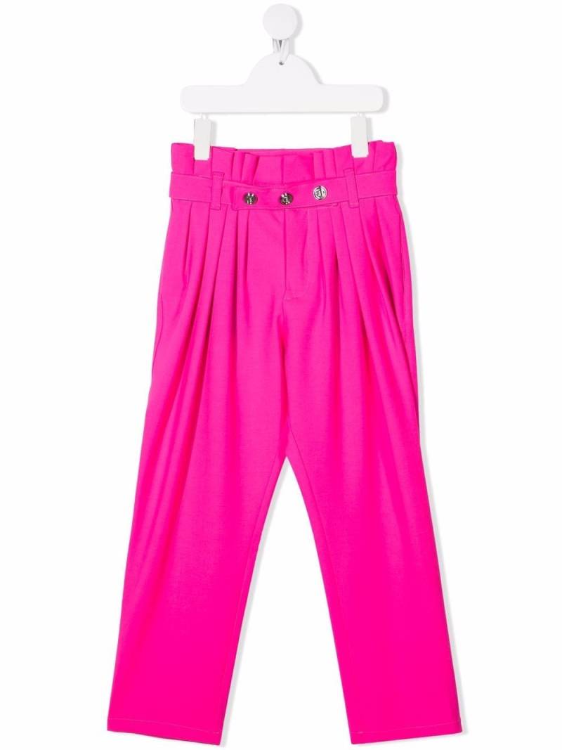 Balmain Kids pleat-detail belted trousers - Pink von Balmain Kids