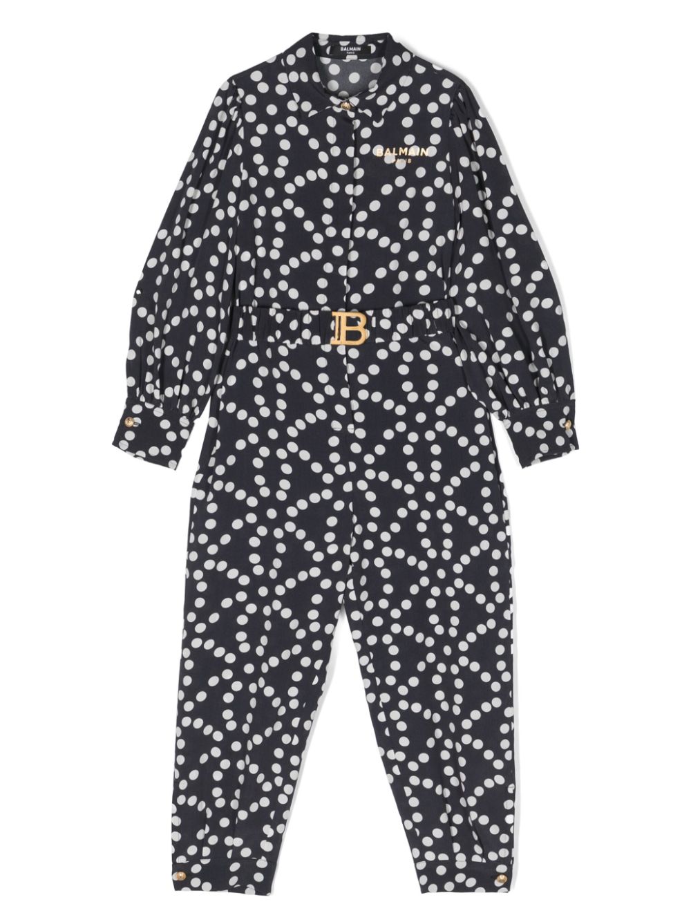 Balmain Kids polka-dot crepe jumpsuit - Blue von Balmain Kids