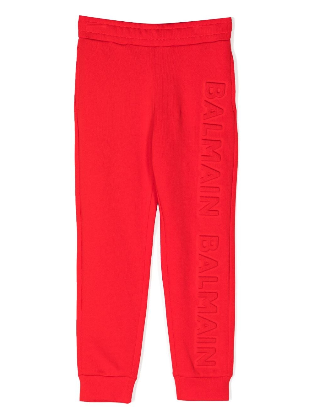 Balmain Kids raised-logo cotton track pants - Red von Balmain Kids