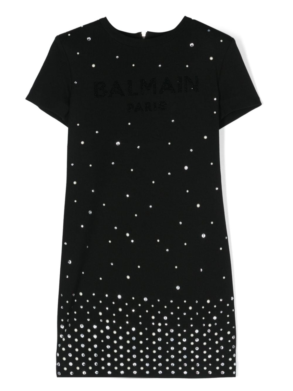 Balmain Kids rhinestone-embellished ribbed dress - Black von Balmain Kids