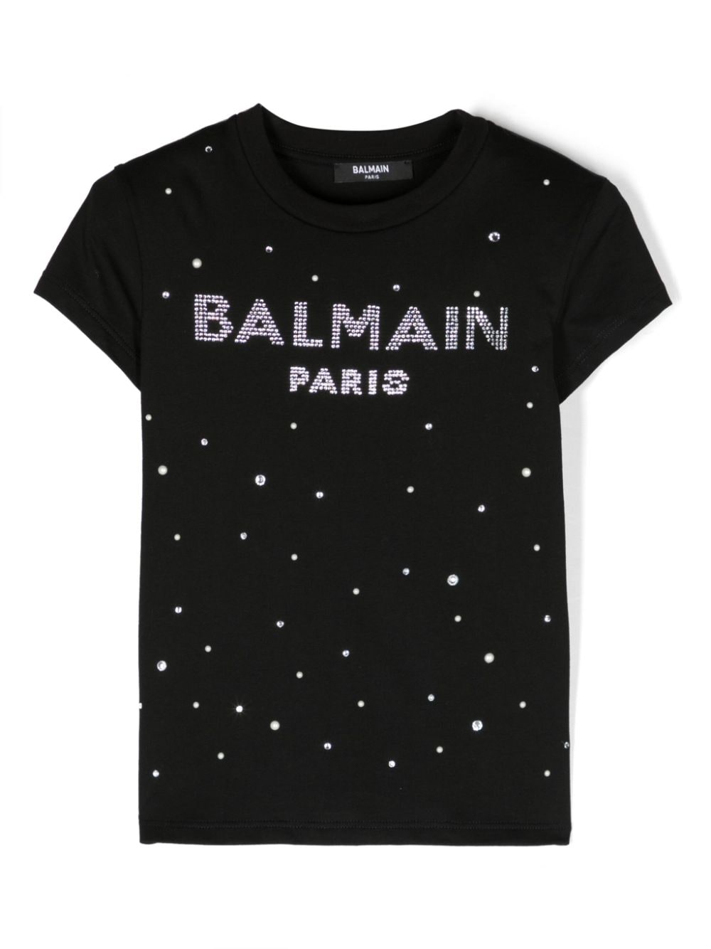Balmain Kids rhinestone-logo cotton T-shirt - Black von Balmain Kids