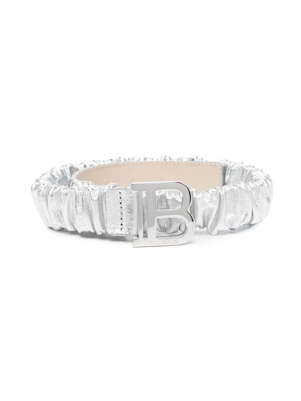 Balmain Kids ruched leather belt - Silver von Balmain Kids