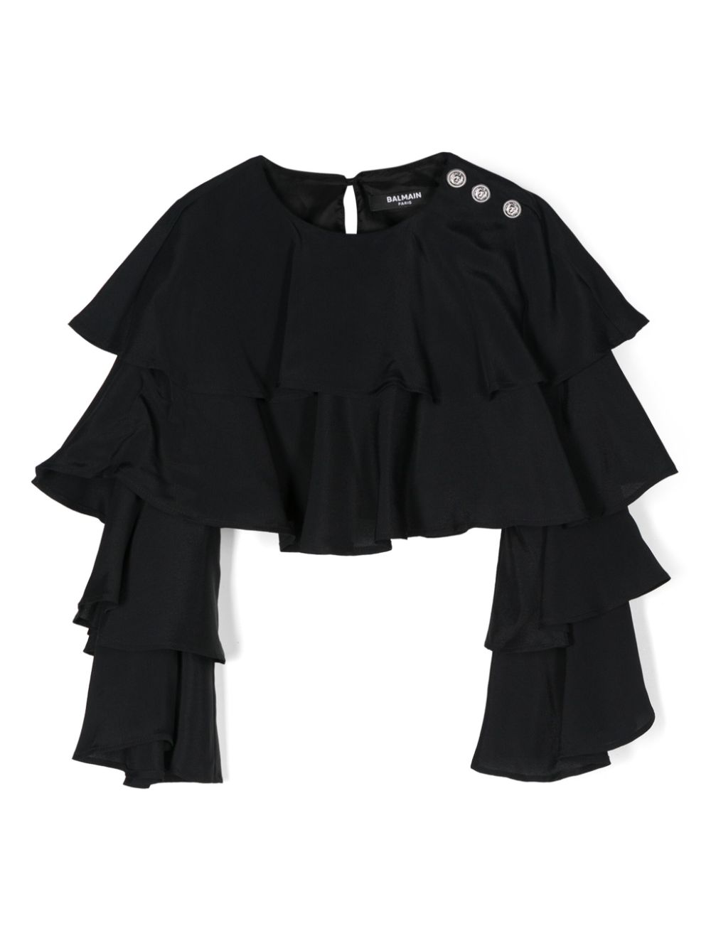 Balmain Kids ruffle crop top - Black von Balmain Kids