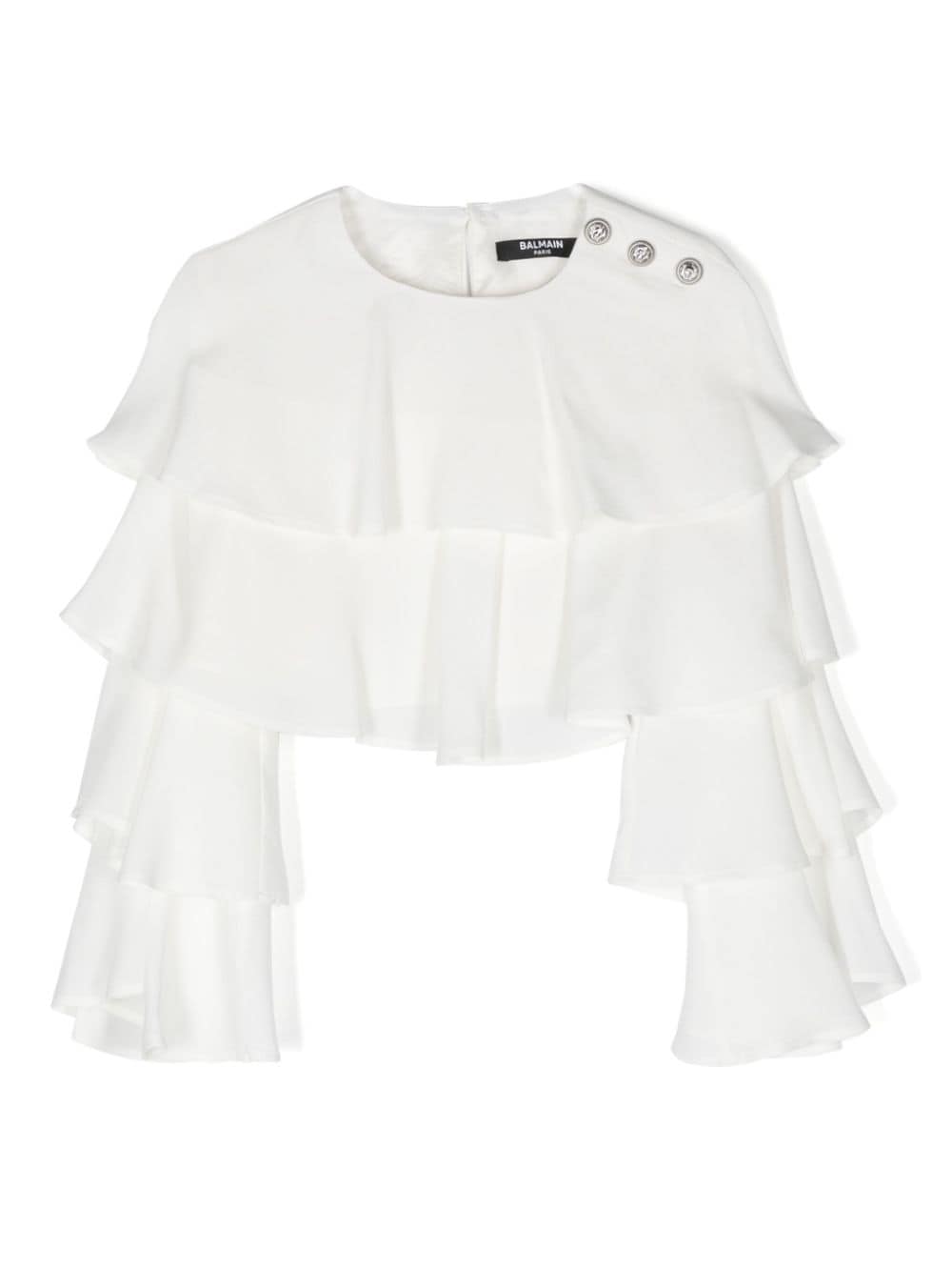 Balmain Kids ruffled cropped blouse - White von Balmain Kids