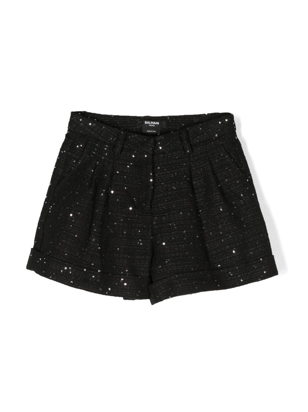 Balmain Kids sequin-detail pleated shorts - Black von Balmain Kids