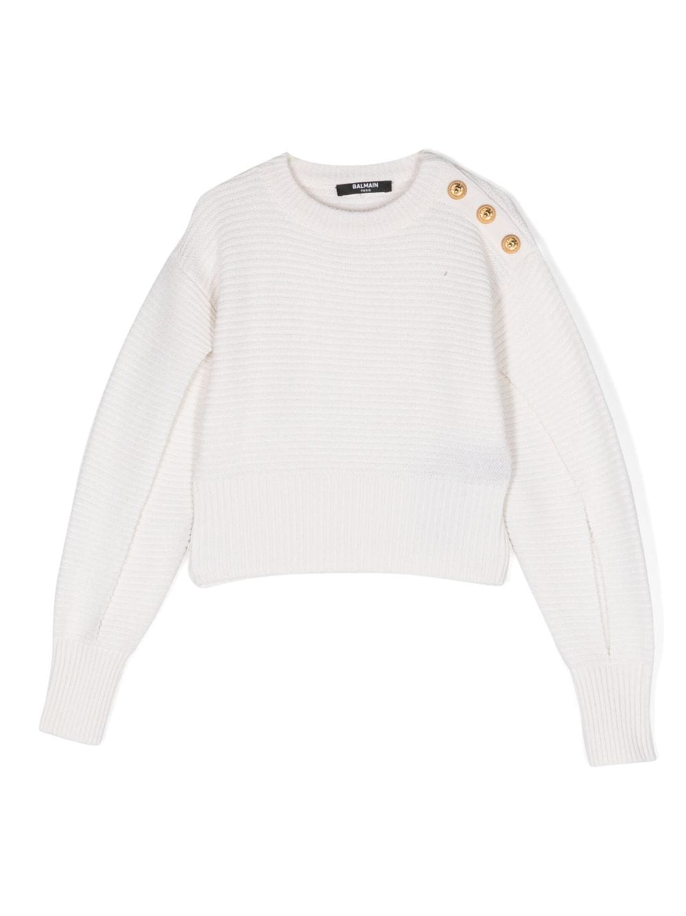 Balmain Kids slit-sleeve ribbed-knit jumper - White von Balmain Kids