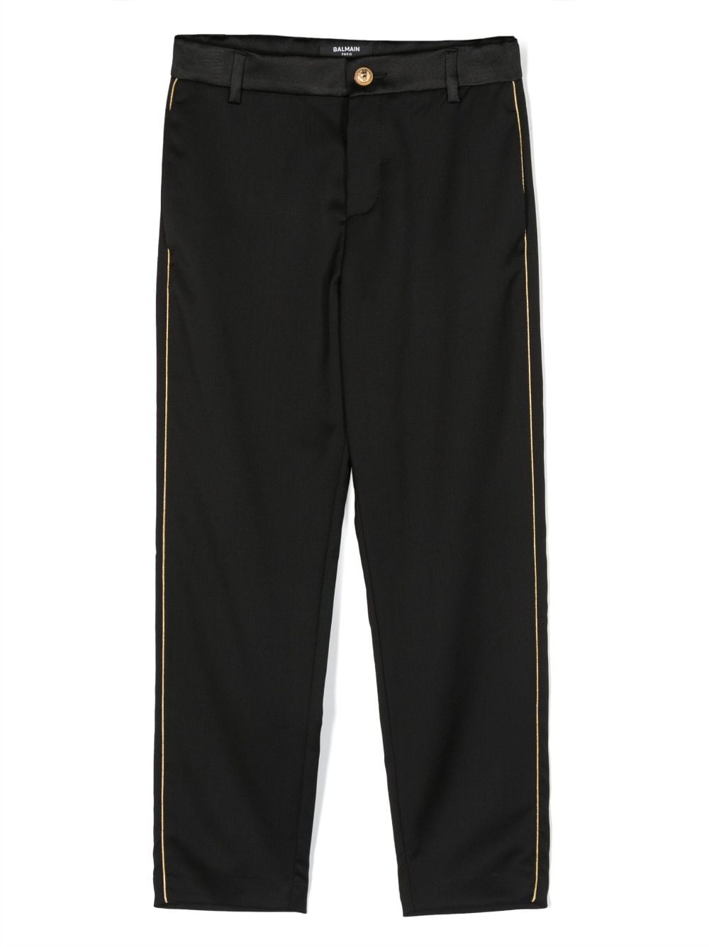 Balmain Kids stripe-detail virgin wool trousers - Black von Balmain Kids