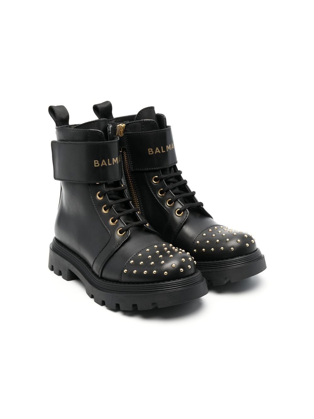 Balmain Kids stud-embellished lace-up boots - Black von Balmain Kids