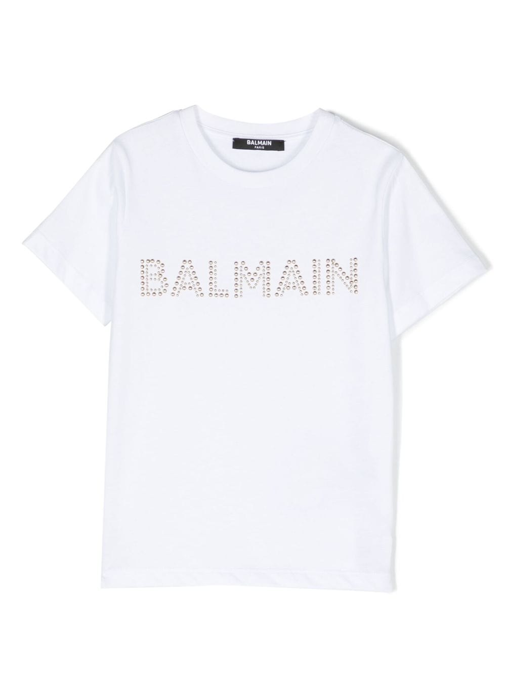 Balmain Kids stud-embellished logo cotton T-shirt - White von Balmain Kids