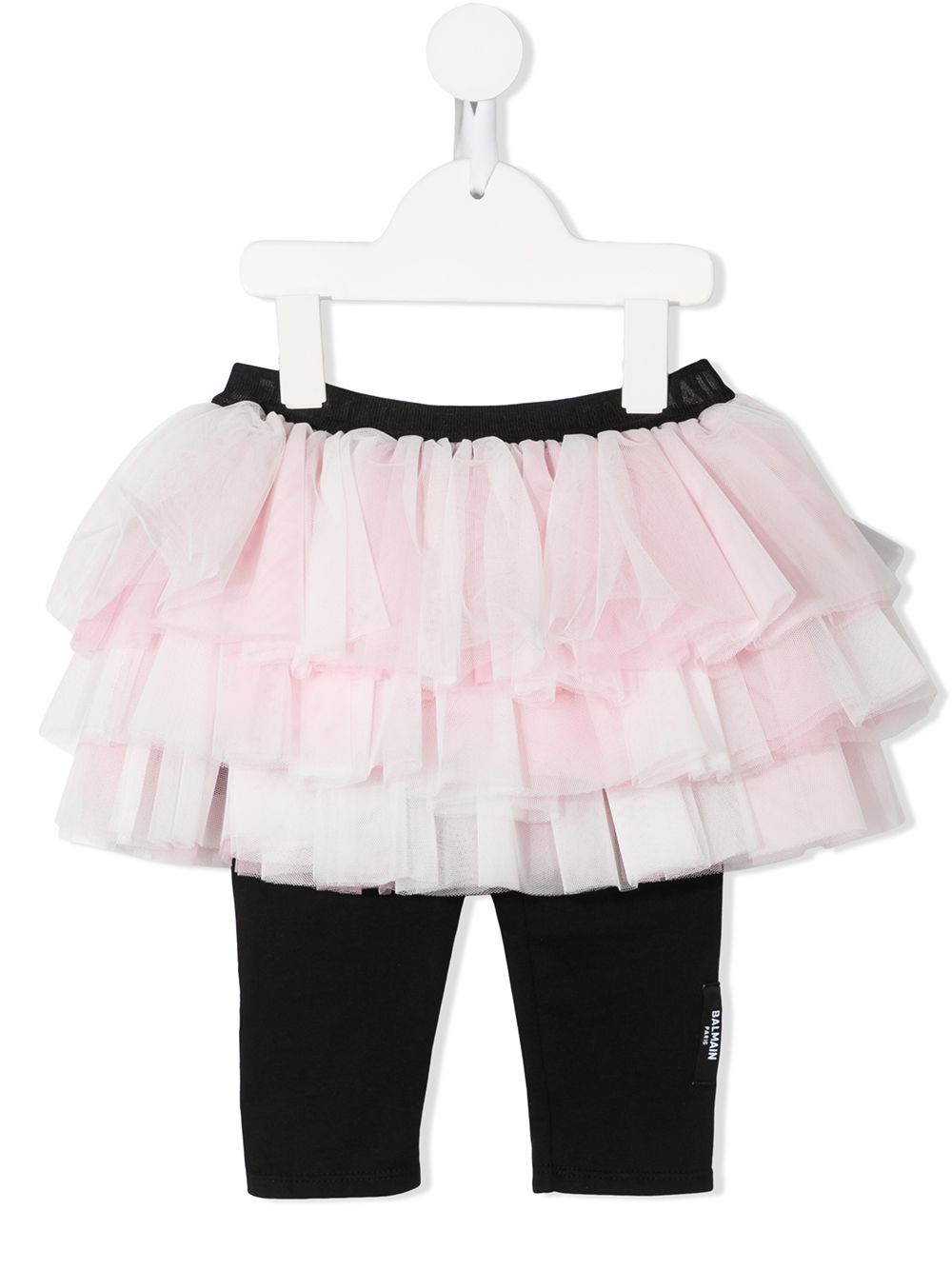 Balmain Kids tiered tulle skirt with leggings - Pink von Balmain Kids