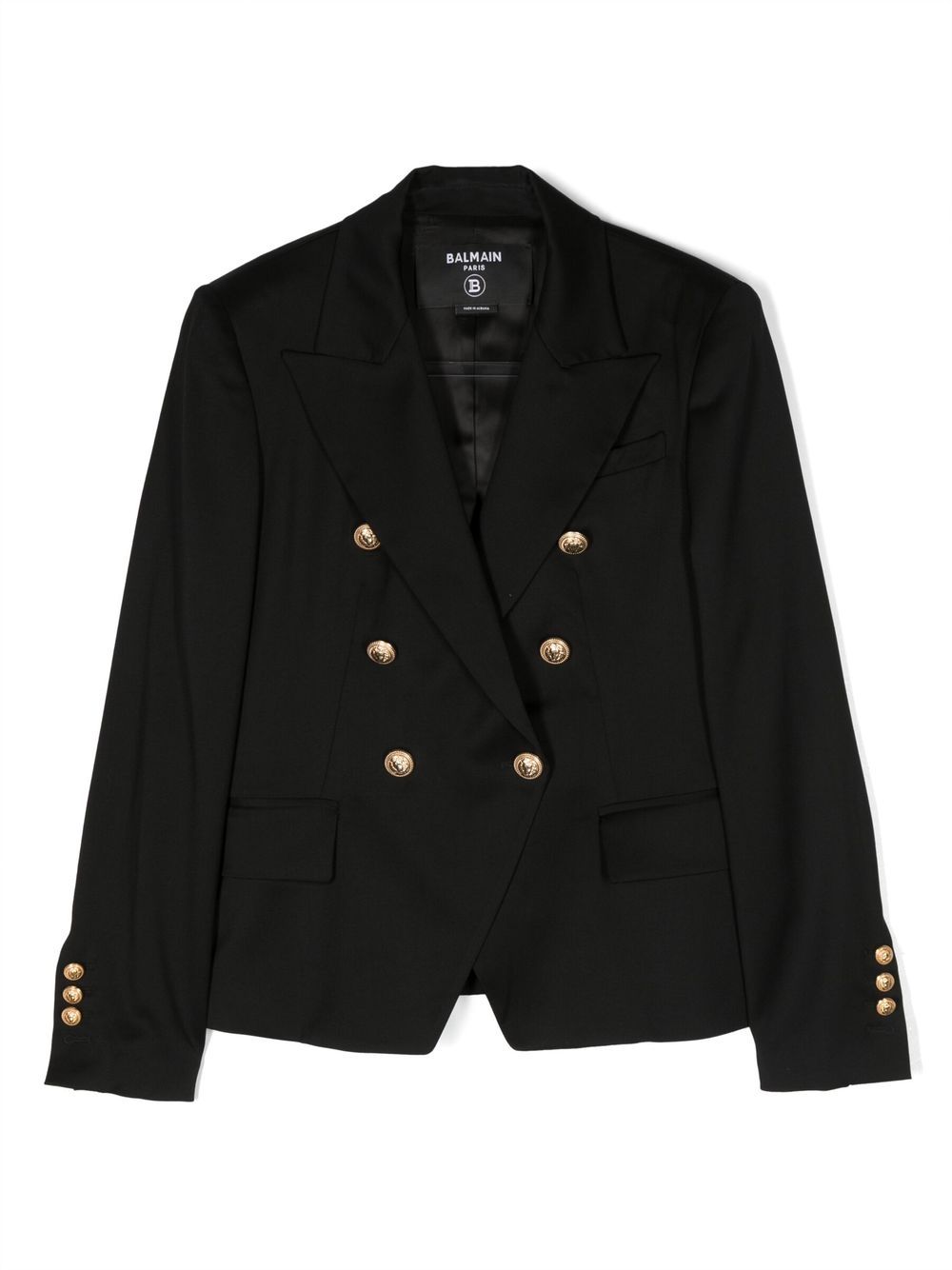 Balmain Kids virgin wool double-breasted blazer - Black von Balmain Kids