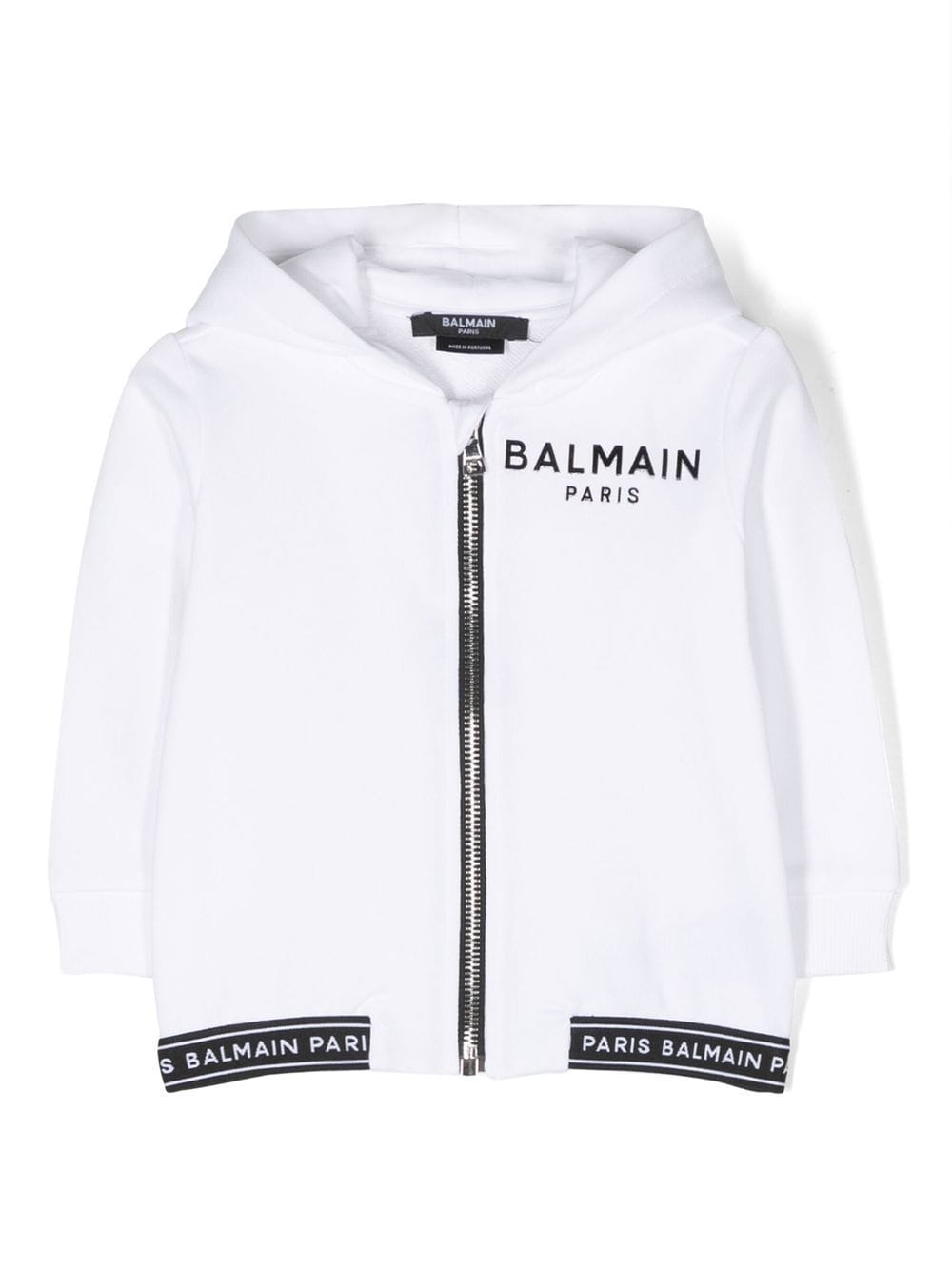 Balmain Kids zip-front logo-print hoodie - White von Balmain Kids