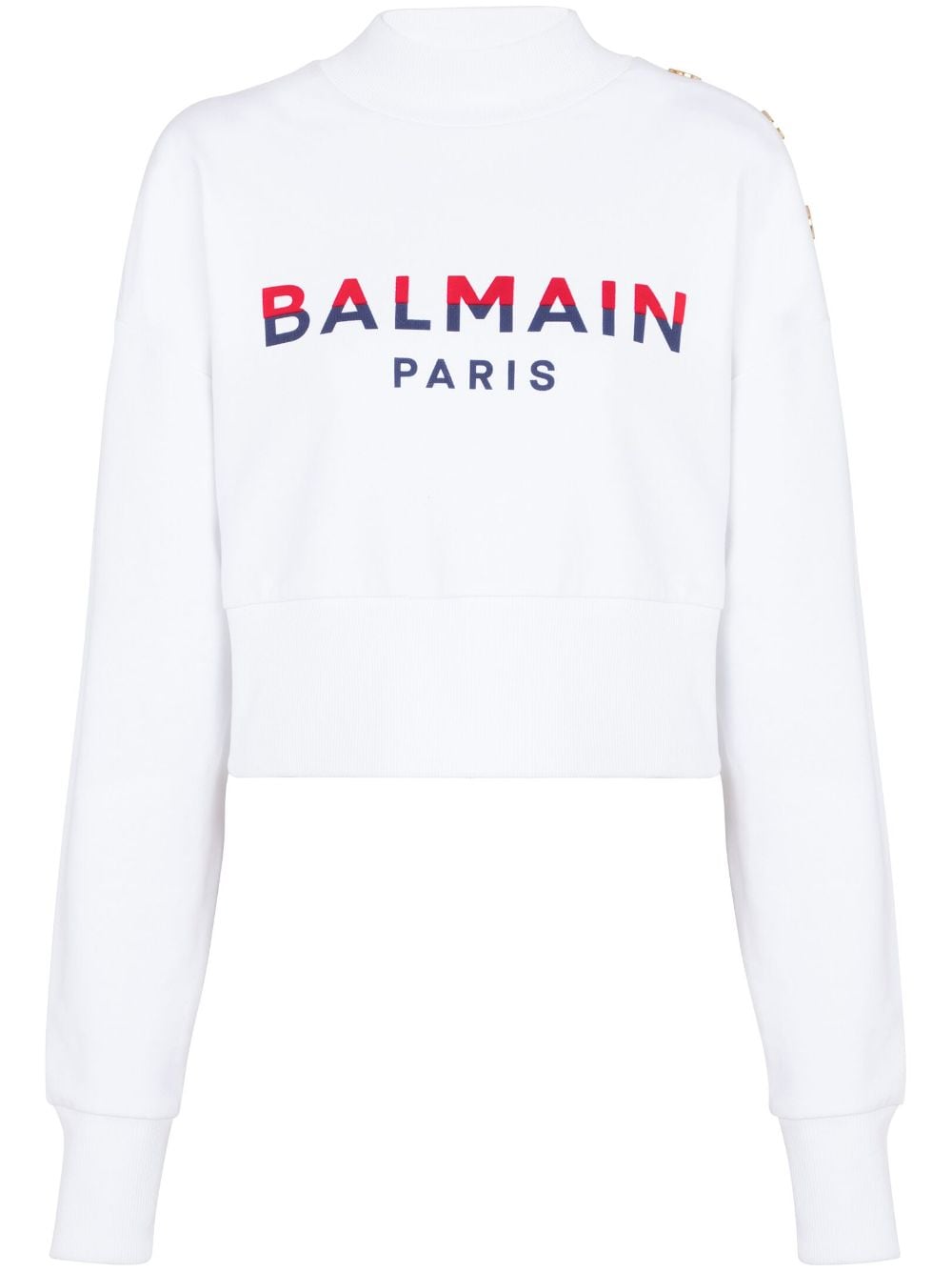 Balmain 3-Buttons logo-print cotton sweatshirt - White von Balmain