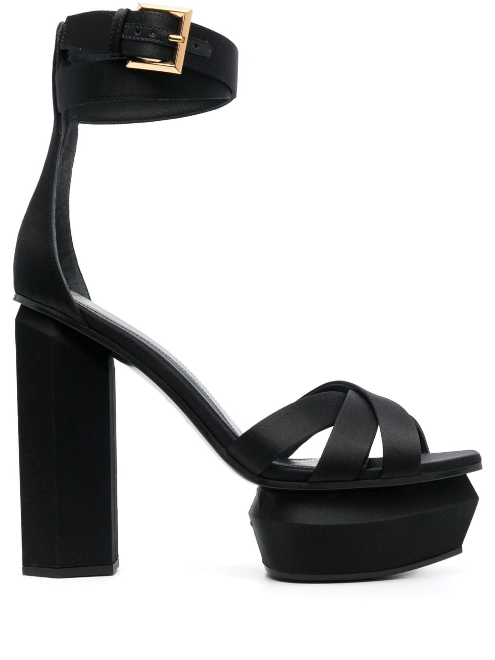 Balmain Ava 130mm satin platform sandals - Black von Balmain