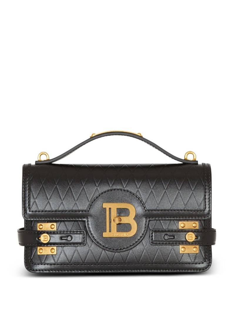 Balmain B-Buzz 24 grid-debossed leather tote bag - Black von Balmain