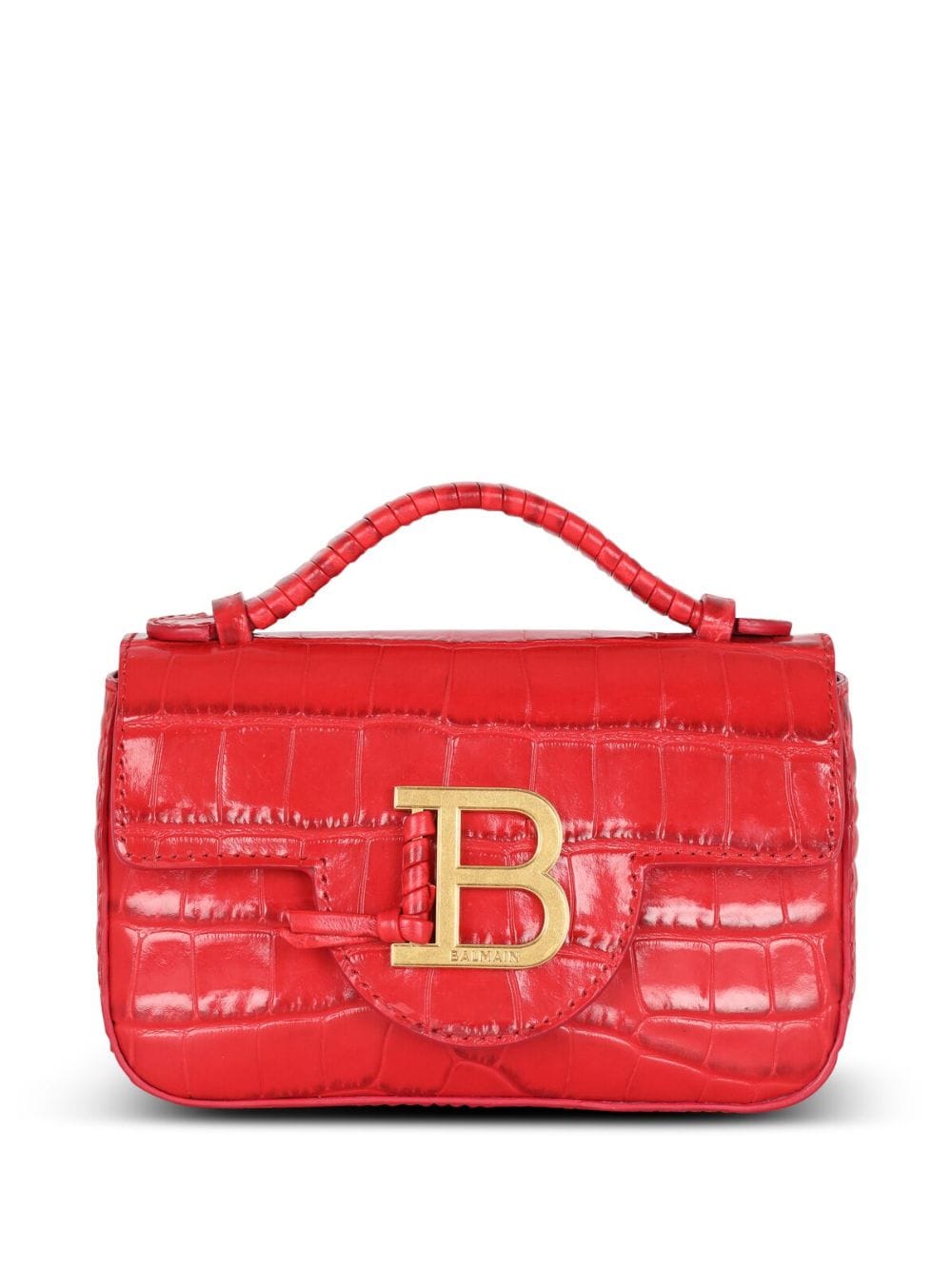 Balmain B-Buzz crocodile-effect mini bag - Red von Balmain