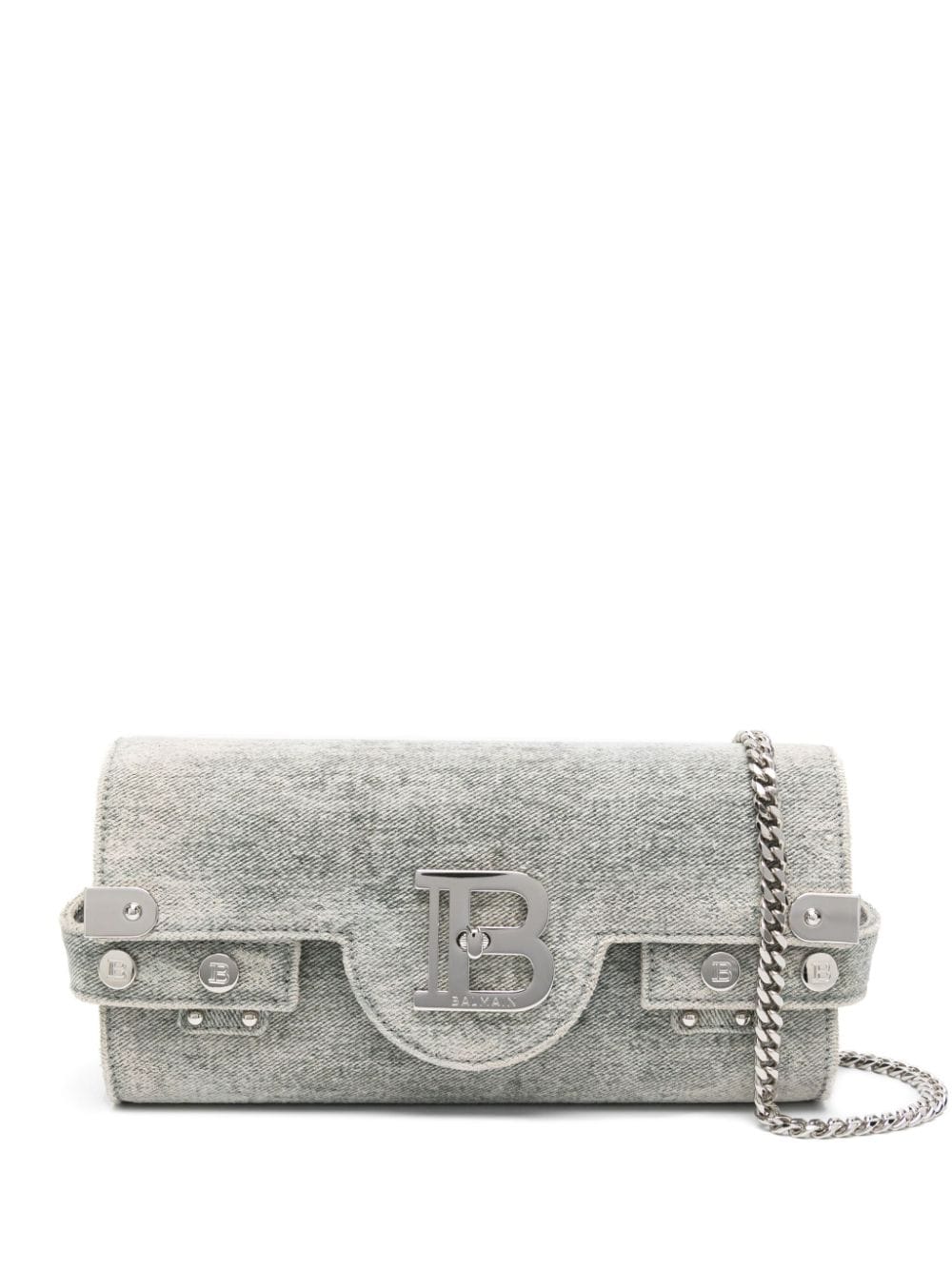 Balmain B-Buzz denim clutch bag - Grey von Balmain