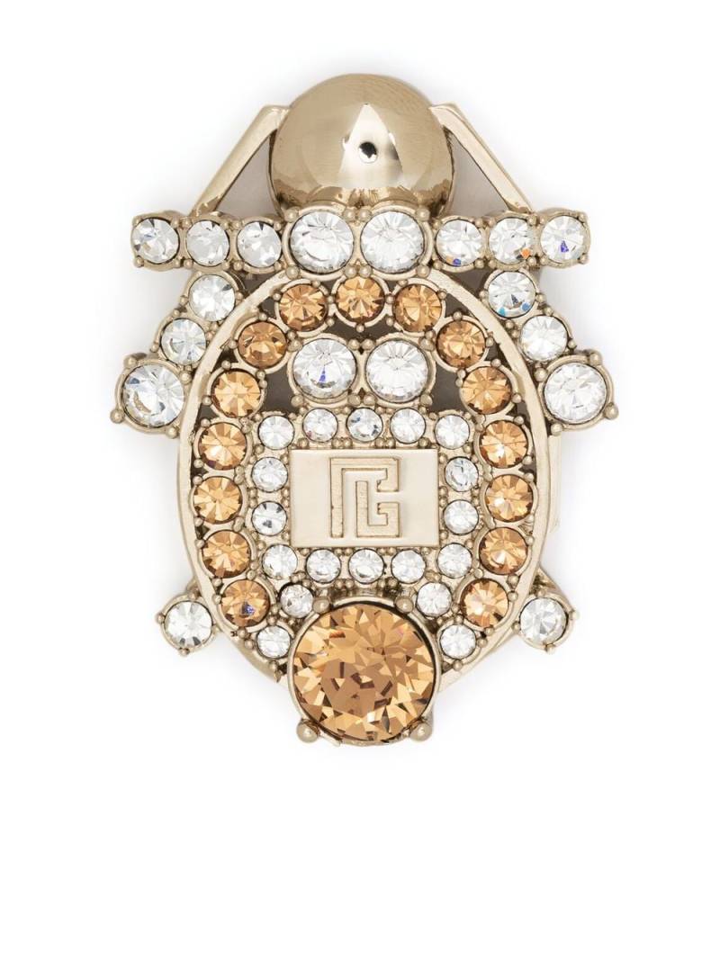 Balmain Beetle crystal-embellished brooch - White von Balmain