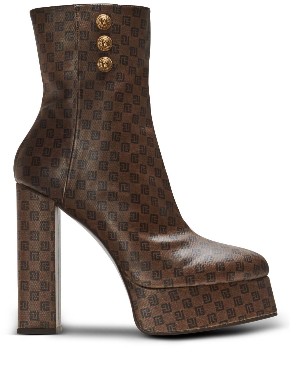 Balmain Brune mini monogram ankle boots - Brown von Balmain