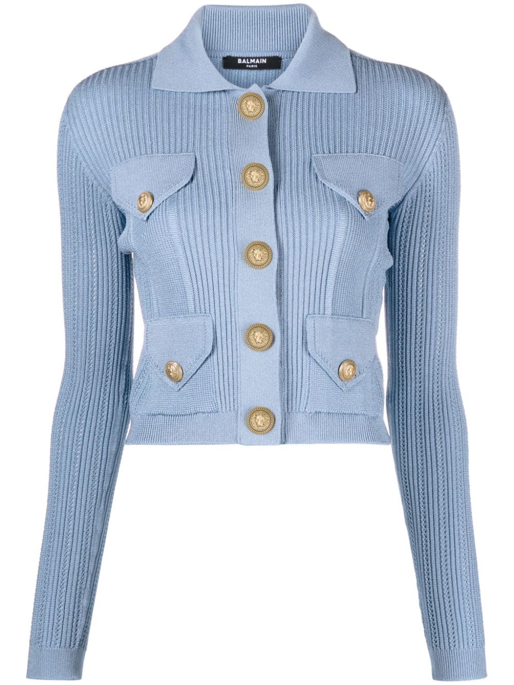 Balmain pointelle-trim cardigan - Blue von Balmain