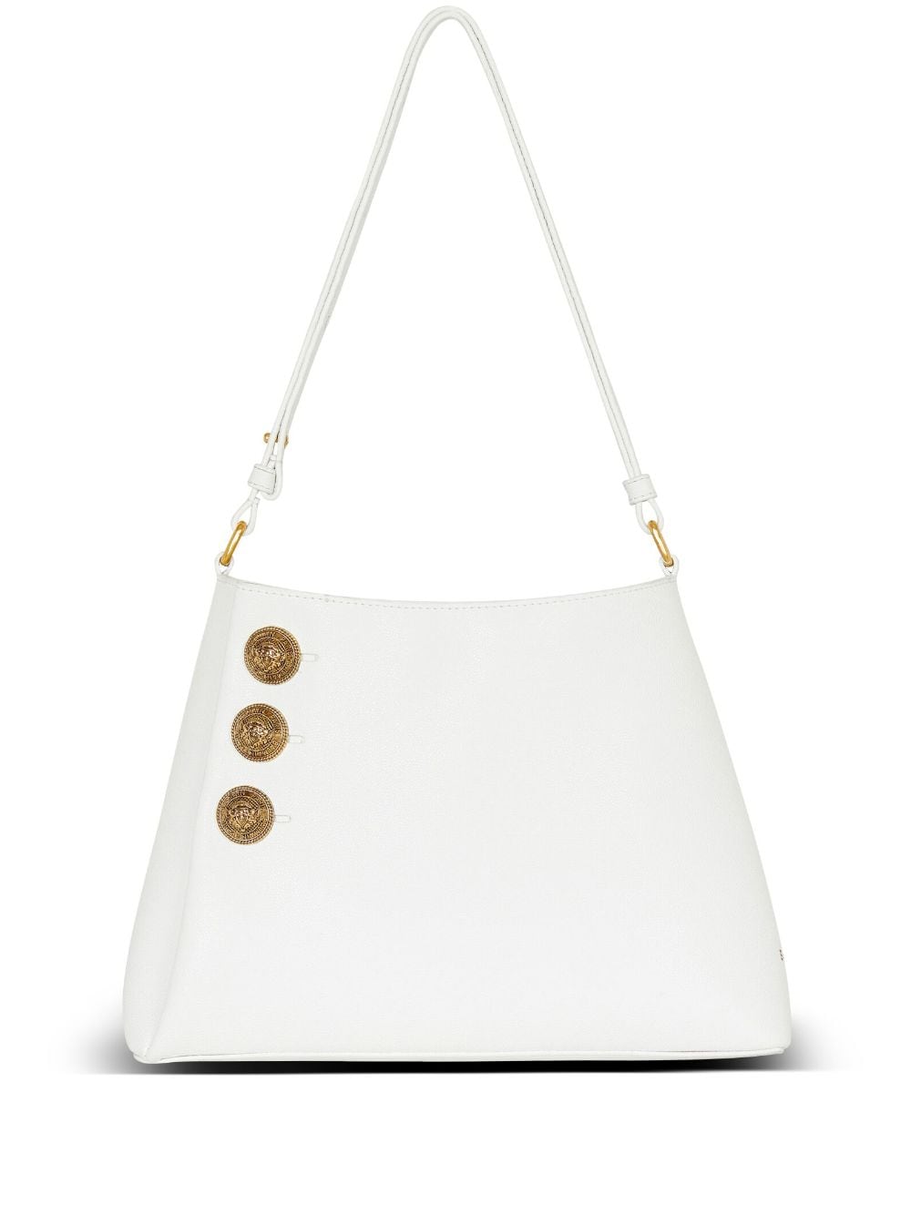 Balmain Emblème leather shoulder bag - White von Balmain